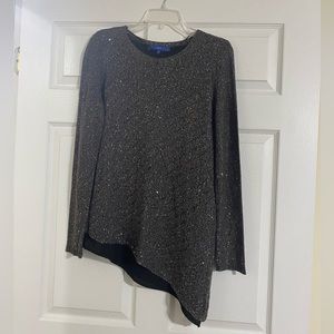 Apt. 9 long sleeve asymmetrical sweater in silver and black. Size medium.